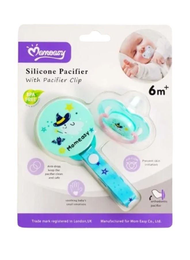 Momeasy silicone pacifier with pacifier clip 6m+